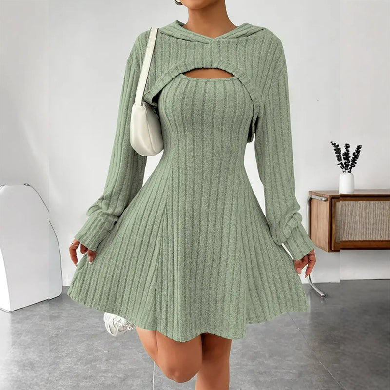Odette | Women's Hooded Cutout Knit Mini Dress