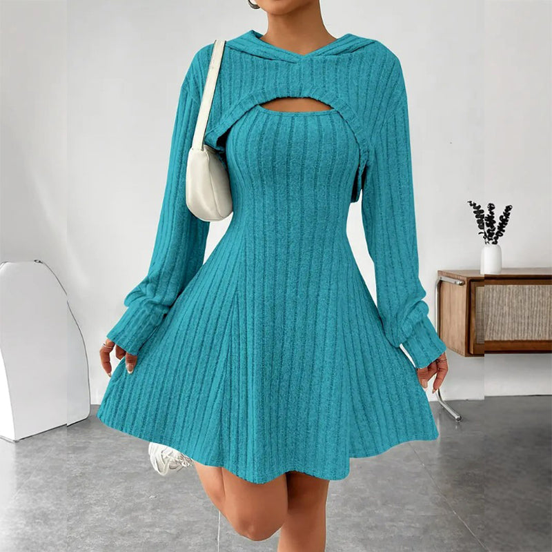 Odette | Women's Hooded Cutout Knit Mini Dress