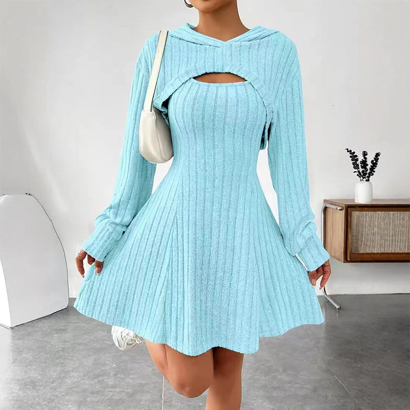 Odette | Women's Hooded Cutout Knit Mini Dress