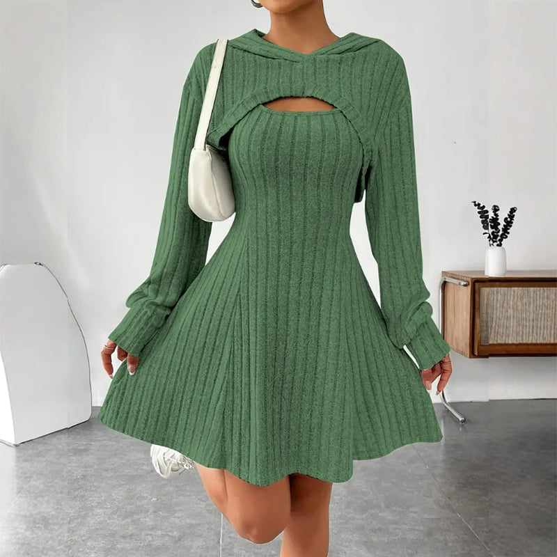 Odette | Women's Hooded Cutout Knit Mini Dress