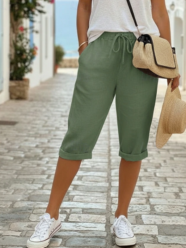 Waverly | Women's Drawstring Elastic Waist Capri Shorts