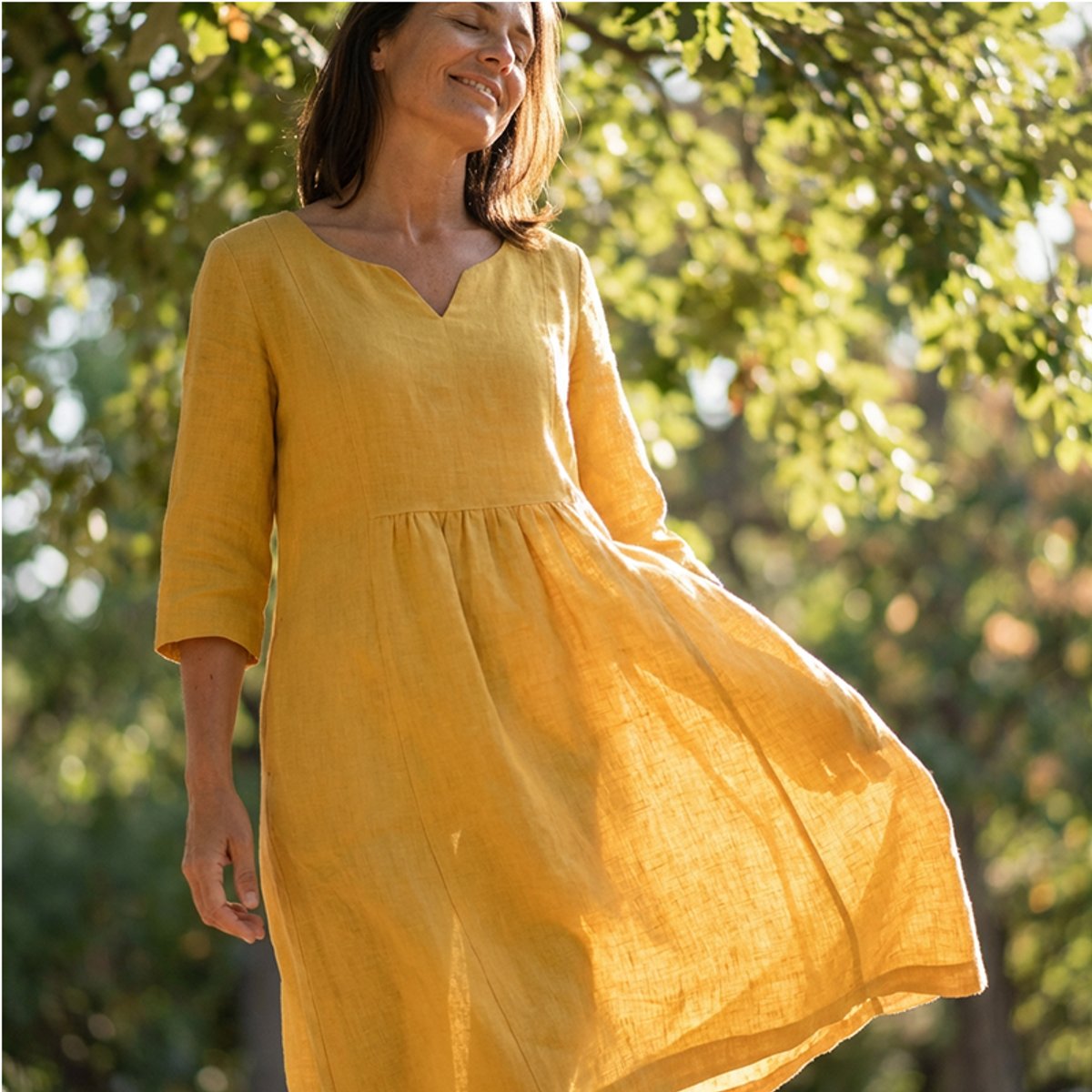 Victoria | Women's V-Neck Swing Midi Dress