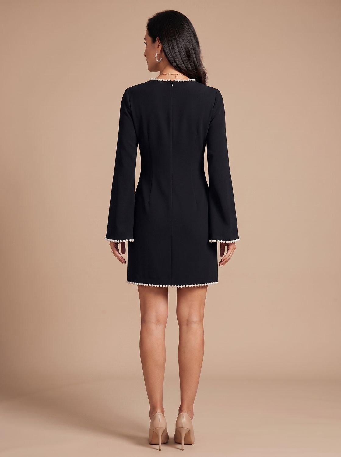 Grace | Women's Pearl-Trim Keyhole Mini Dress