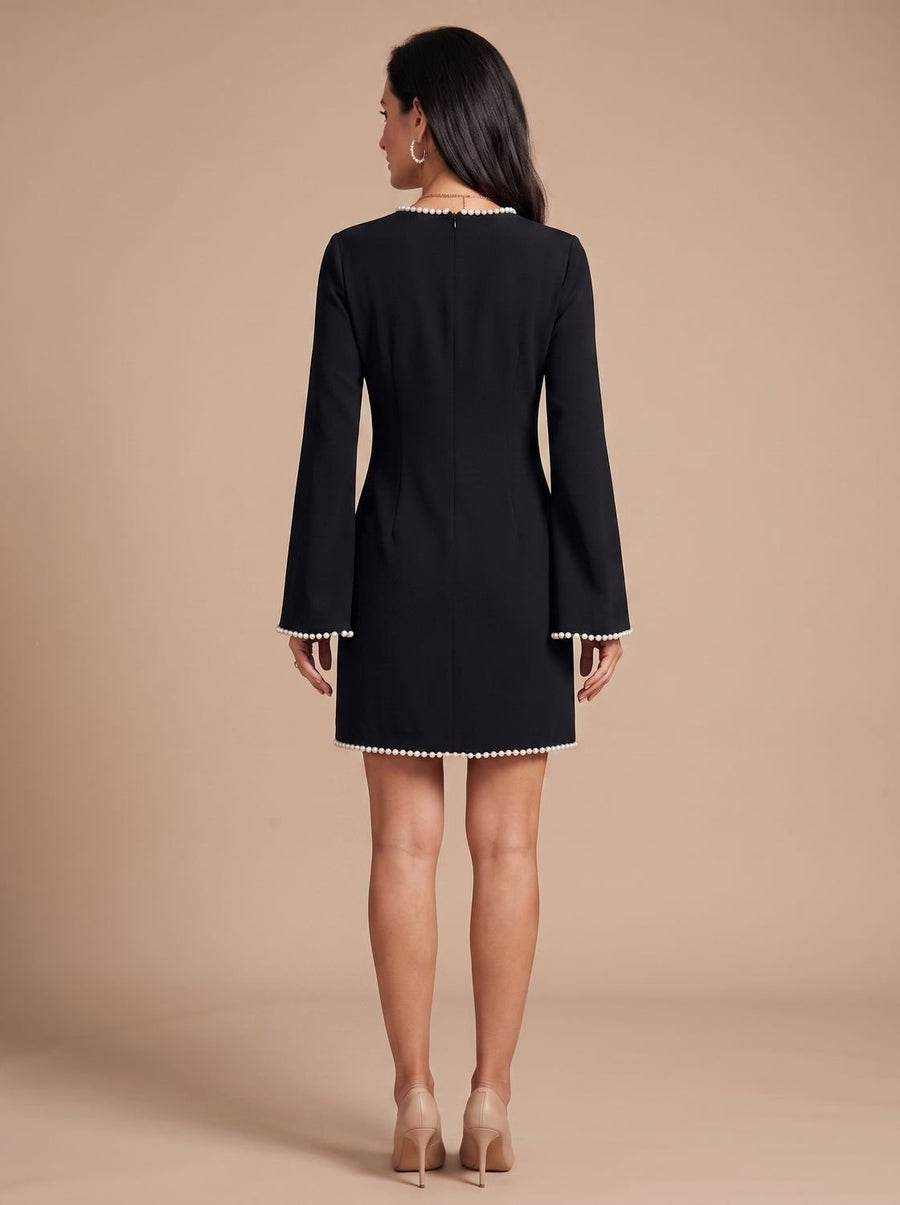 Grace | Women's Pearl-Trim Keyhole Mini Dress