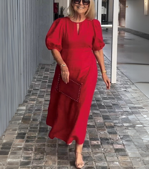Whitney | Women's Puff Sleeve Midi Dress